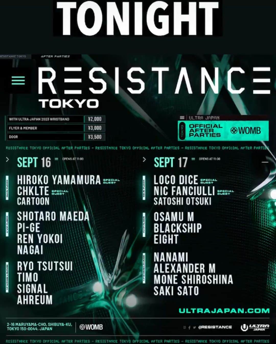 NANAMIさんのインスタグラム写真 - (NANAMIInstagram)「@resistance TOKYO🗼 After party 📍 @womb_tokyo   🚀❤️‍🔥💓✨🌸🥊」9月21日 12時14分 - boooo1114music