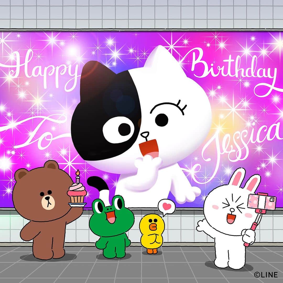 のインスタグラム：「HAPPY JESSICA DAY! 🎉😽 You are our meow star 💕  #JESSICA #Sep21 #HappyBirthday #BirthdayAds #BROWN #CONY #SALLY #LEONARD #surprise #LINEFRIENDS」