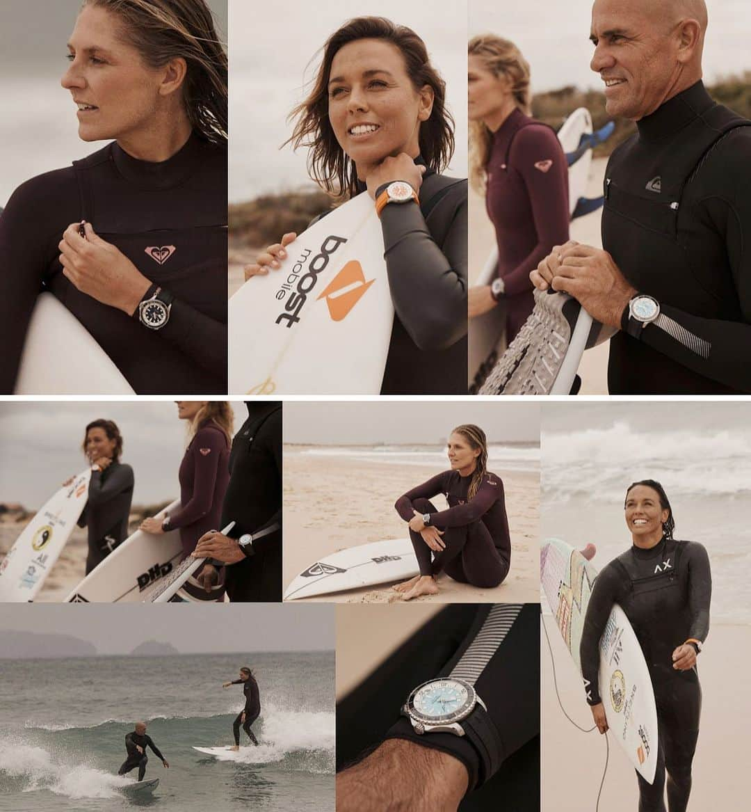 サリー・フィッツギボンズのインスタグラム：「A Super kind of energy and the Ocean coming together to make a #SuperOcean moment 🙌🏼  @breitling surfer #Squadonamission  @kellyslater @stephaniegilmore  #SuperOceanHeritage #automatic」