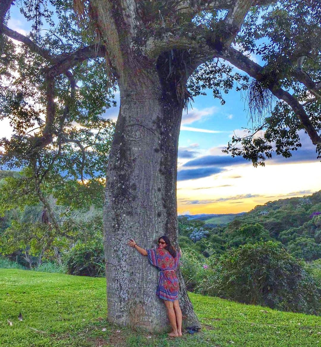 カロウ･カストロのインスタグラム：「Dia da árvore 💚 Não posso ver uma que abraço…já ensinei pra minha filha:) Já plantamos também! E vc? Já plantou a sua ?  #diadaarvore」
