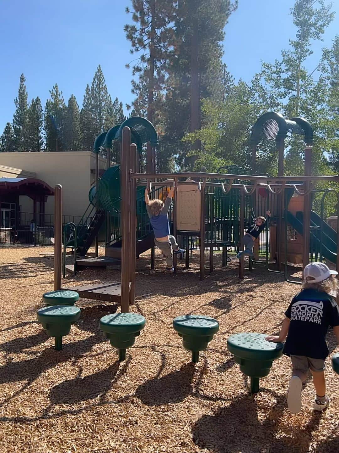 アラナ・ニコルズのインスタグラム：「I interrupt your scrolling to share…the most determined little human I know.  He was so excited to show me when I picked him up from school🥹  #monkeybars @roytuscany」