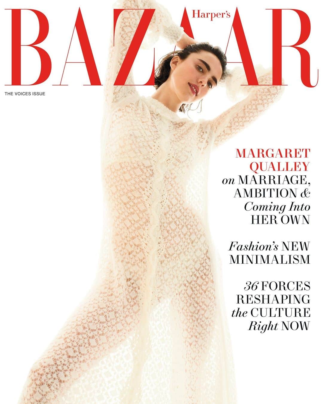Harper's BAZAARのインスタグラム：「#MargaretQualley’s talent has been evident from the moment she appeared onscreen as struggling, disillusioned teen Jill Garvey in The Leftovers. But things took a turn for the starrier with her performance as a wayward hippie girl who tries to seduce Brad Pitt in Quentin Tarantino’s 2019 Manson-era epic, Once Upon a Time … in Hollywood. Since then, she hasn’t looked back, amassing a succession of leading roles in quirky, left-of-center films like My Salinger Year, Stars at Noon, Fosse/Verdon, Maid, and her latest, Drive-Away Dolls.  “She’s willing to try things without questioning anything, and she loves to explore,” says director Yorgos Lanthimos. “I also like the fact that she doesn’t take herself too seriously. It’s the only way to achieve more profound work, I think.”  This October, the actress covers BAZAAR’s Voices Issue. Keep reading at the link in bio. — October 2023 Voices Issue  Photographer: @amytroostphotography Stylist: @taylor__mcneill Creative Director: @lauragenninger Story by: Stephen Mooallem Hair: @akkishirakawa for @oribe Makeup: @yad1m Manicure: @honeynailz Entertainment Director: @angcutt Set design: @peterkleindesign  BAZAAR's October 2023 cover shoot was completed before the SAG-AFTRA strike.」