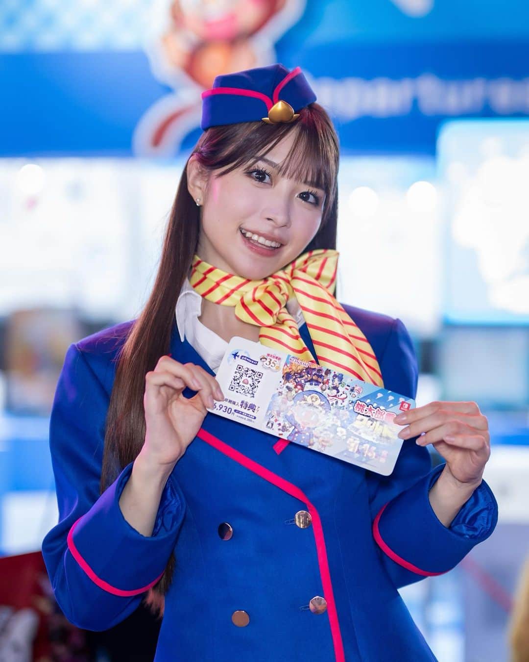 松田蘭のインスタグラム：「\東京ゲームショウ2023のお知らせ/  去年に引き続きKONAMI様ブースで お仕事させて頂けることになりました！ とっても嬉しいです❤️🤍  9/21〜24お世話になります！  桃太郎電鉄のコーナーを担当です🍑  ここでは2023年11月16日(木)発売の 『桃太郎電鉄ワールド』の試遊体験ができちゃいます🌏✈️  特設サイトも開設されているのでチェックしてね🎮↓ http://www.konami.com/games/event/tgs/index.html  皆さま遊びに来てください！  #KONAMI #TGS2023  #東京ゲームショウ #東京ゲームショウ2023 #コンパニオン #コスプレ #CA #桃太郎電鉄 #桃鉄 #桃鉄ワールド #game  #follwme  #me」