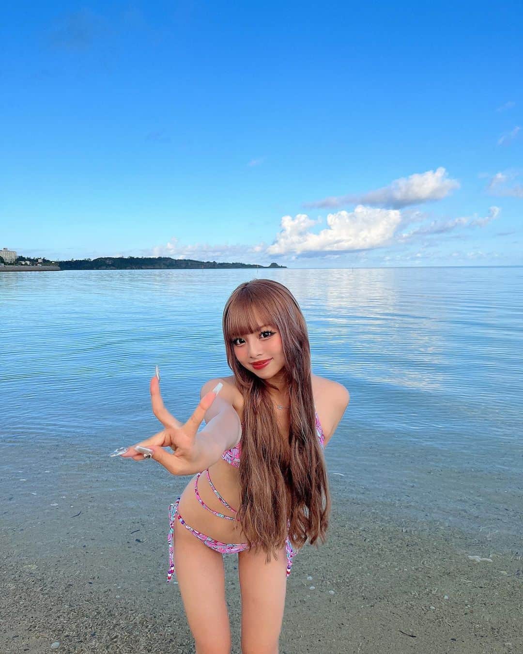 細川愛沙のインスタグラム：「✔︎︎︎︎  沖縄でegg雑誌の水着撮影でした🏝🫧‪ 海透明でめっちゃきれいだったーーー  水着は @girls_terrace さんのです😻」