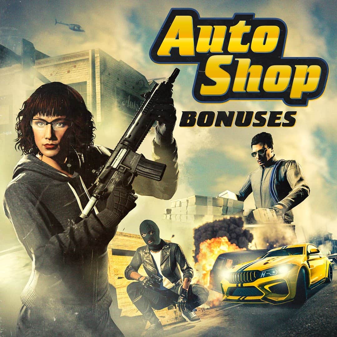 ロックスター・ゲームズのインスタグラム：「Put your Auto Shop to work with 2X GTA$ and RP across Auto Shop activities this week in GTA Online including Client Jobs, Robbery Contract Finales, and Exotic Exports.  Visit the link in our bio for more information on the latest bonuses at the Rockstar Newswire.」