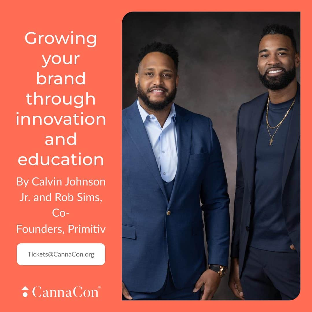 カルビン・ジョンソンのインスタグラム：「Join Primitiv Group co-founders Rob Sims and Calvin Johnson Jr. for this years CannaCon Midwest Detroit cannabis Expo October 6th and 7th. Tickets 🔗 in bio. . . . . #primitivgroup #elevatedwellness #CannaCon #MidWest #Detroit #CalvinJohnsonJr #RobSims」