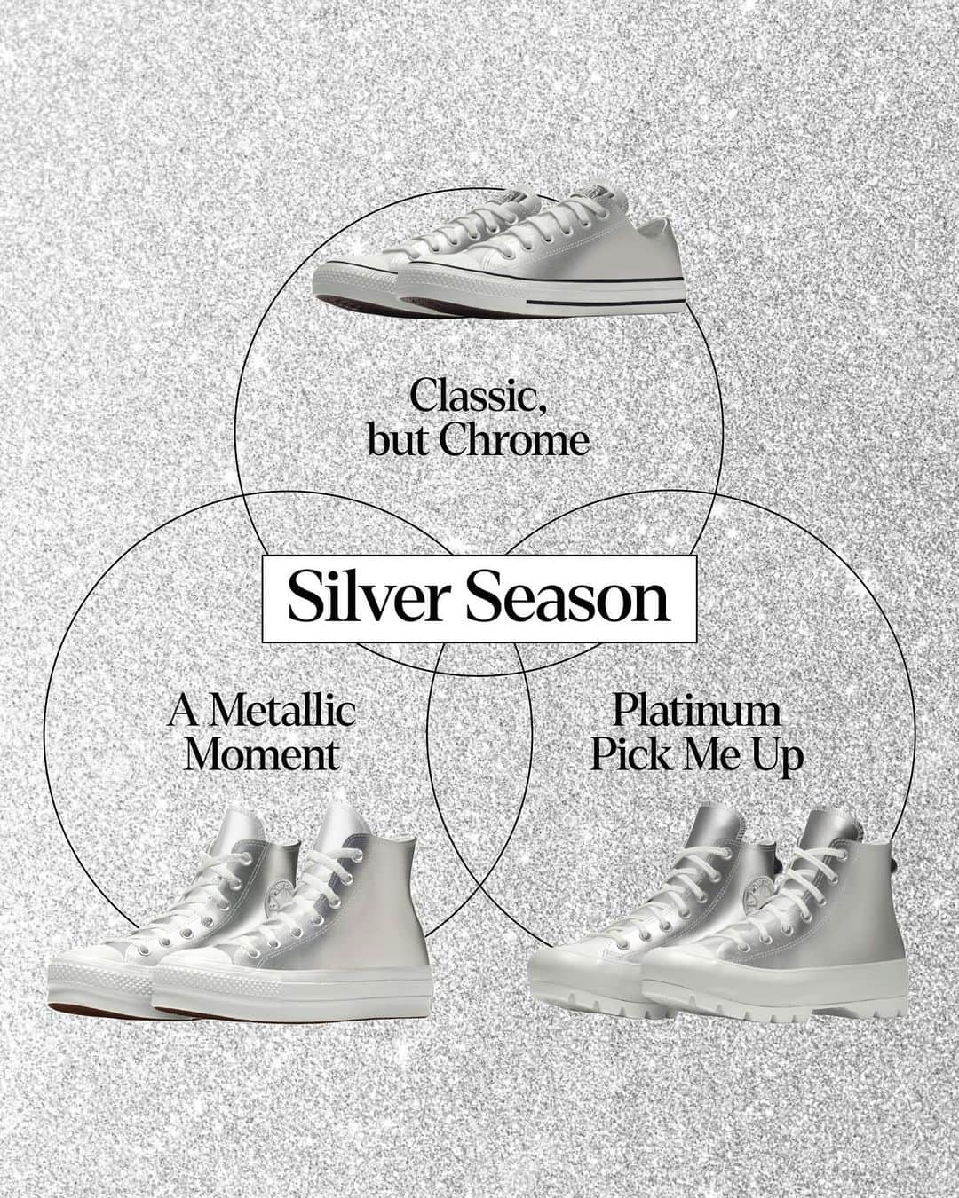 converseのインスタグラム：「It’s your time to shine 🪩  Customize your pair of shimmering Chucks now on Converse.com.」