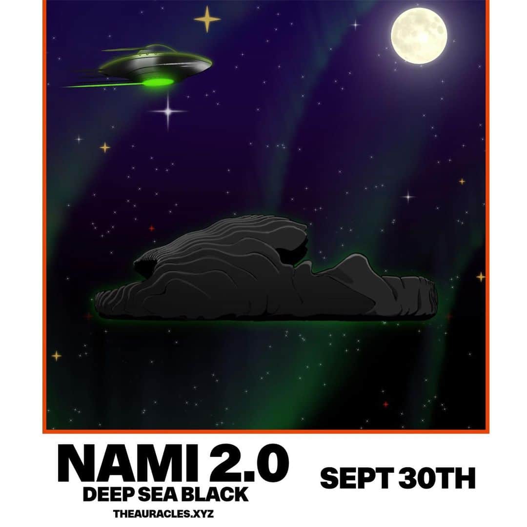 のインスタグラム：「NAMI 2.0 🎱✨  Deep Sea Black Nami Slides September 30th at Theauracles.xyz @Theauracles_  $95 USD Worldwide Shipping  #Nami」