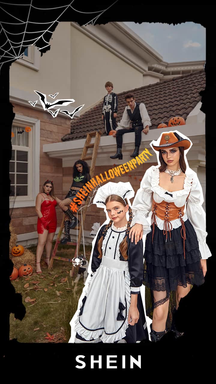SHEINのインスタグラム：「Cast a spooky spell in a snap with wickedly cute costumes that instantly go from night mode to fright mode 🦇✨🧛  🔗:https://shein.shop/szgms3q  #SHEINhalloweenparty」