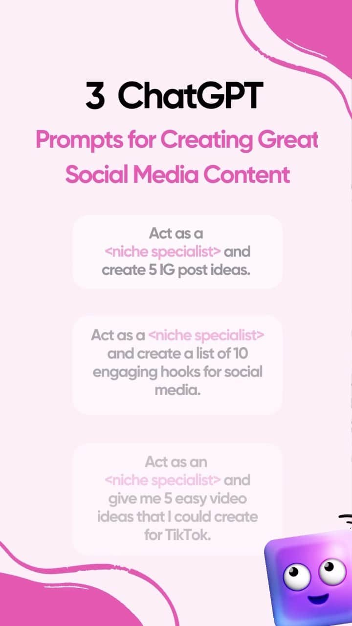 Iconosquareのインスタグラム：「Now it’s your turn! Go ahead and use these #prompts to create some amazing #socialmediacontent for yourself or your clients/ prospects.   Don’t forget to tweak the #ChatGPTprompts to suit you and go back and forth with #ChatGPT until you get the output you need ✨  Save this #IGReel 😎」