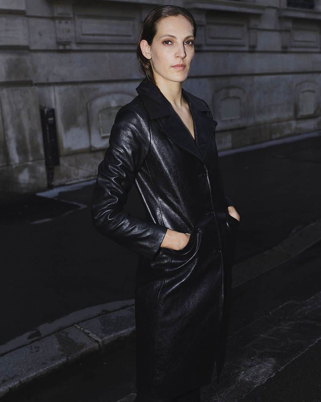 のインスタグラム：「The wait is over. The perfect leather coat is here.」