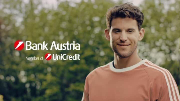 ドミニク・ティエムのインスタグラム：「Mein aktuellstes Projekt mit einem meiner langjährigen Partner, Bank Austria! 🙌 Der Dreh war wie immer, einfach super!   Danke an das gesamte Bank Austria Team! 💪」