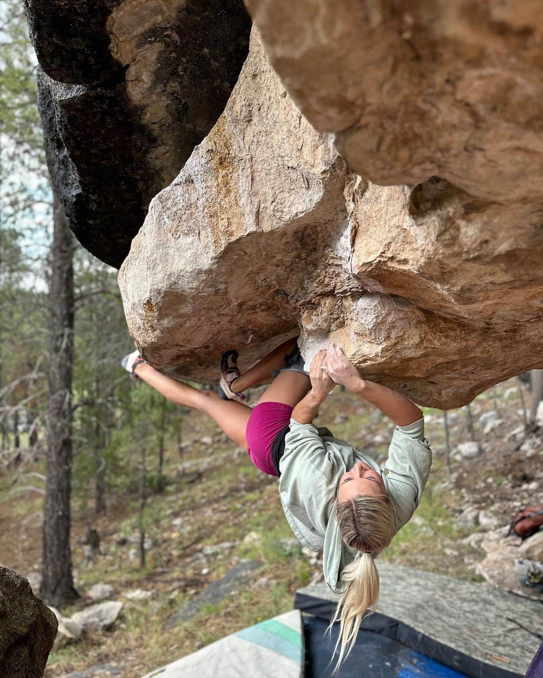 シエラ・ブレア・コイルのインスタグラム：「I’ve been loving all of this time outside, but I’m still logging a lot of sessions in the gym to train 💪🏼 Check out @myclimbapp and get yourself one of the awesome training plans designed by myself or other pros 🔥   #LearnTrainClimb #LogAnyClimbAnywhere #theClimbingTrainingApp   (Photo is of the absolute gem of a line “El Sombrero Luminoso” 😎 and video is from @altaboulders 🩷)  📷: @b_enix_」