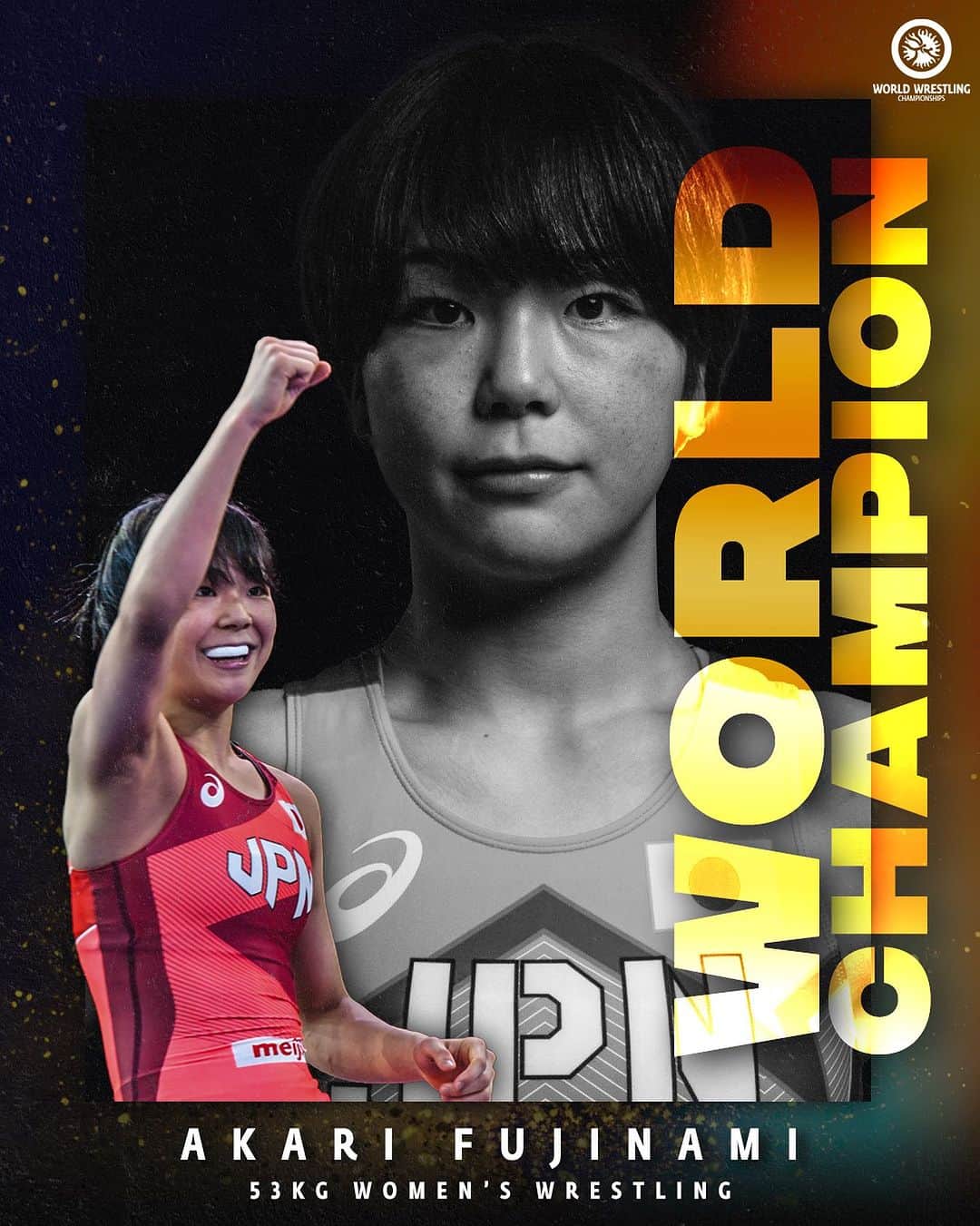 藤波朱理のインスタグラム：「Akari FUJINAMI 🇯🇵 ran it back. She’s now a two-time world champion.  Everything you need to know: 📍Belgrade, Serbia 🇷🇸  🗓️: September 16-24 Qualification: 10:30 🥇🥈🥉= 18:00 #️⃣: #WrestleBelgrade 🖥️: uww.org / UWW+ 📱: UWW+  #uww | #unitedworldwrestling | #TheHomeOfWrestling」