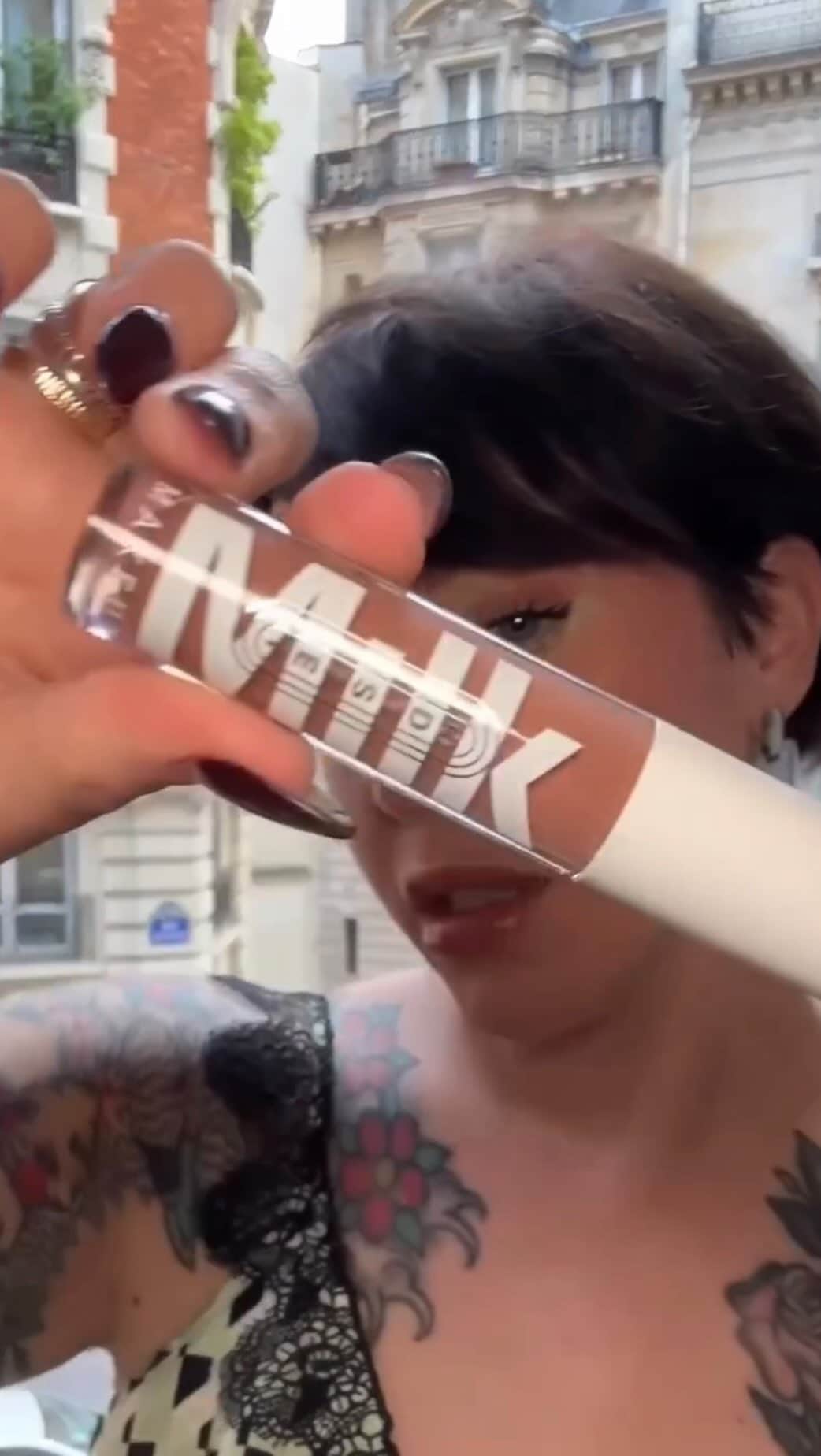 Milk Makeupのインスタグラム：「🚨EUROPEAN BEAUTY LOVERS🚨 Our #OdysseyLipGloss is now available in Europe at @SephoraUK & @SephoraFrance 🖤 go grab ‘em and get glossin’ 🌀 #lipgloss #lipoil #milkmakeup」
