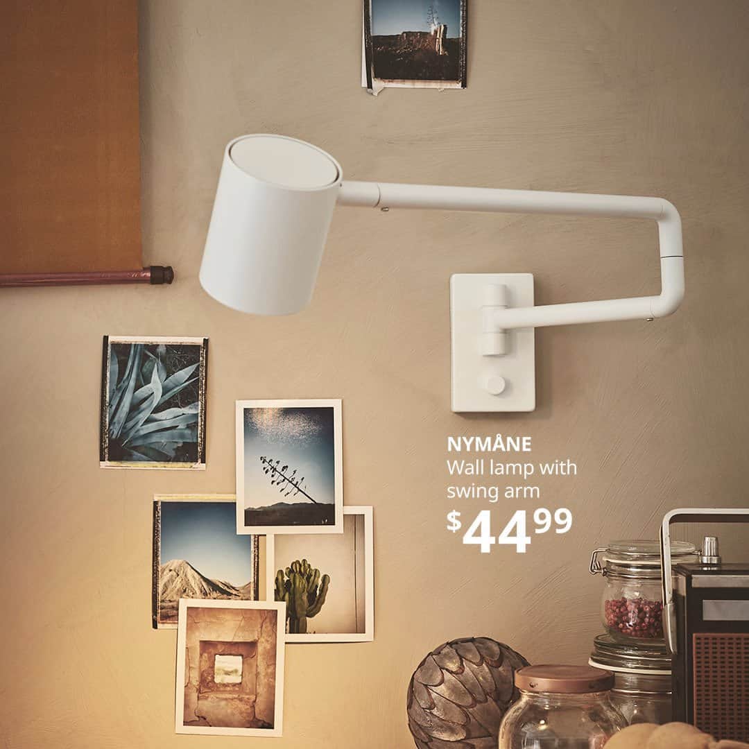 IKEA USAのインスタグラム：「Swing into fall with this stylish swing arm lamp so you can shine a light wherever you need it. It’s time to transform your home for autumn with budget-friendly accessories and décor for every room! Shop link in bio.」