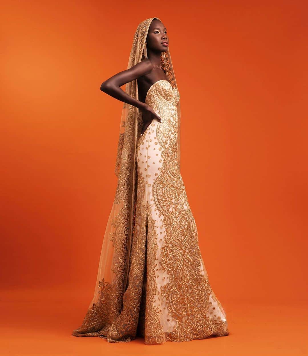 のインスタグラム：「Immersing in the energy of a thousand suns.  Naeem Khan presents Spring 2024. “TO INDIA MY LOVE” #NKSpring2024  Photographer @spadestudios2 Production @johnmartinezproductions Stylist @annakatsanis Hair @jonreymanhair @aveda  Makeup @georgisandev Skincare @dalba_global Shoes @alexandrebirman Undergarments @wearcommando  Naeem Khan Spring 2024 collection will be available in stores  and online March 2024.」