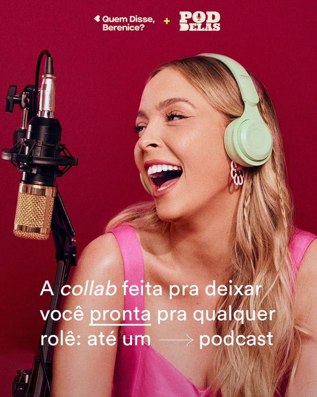 quem disse, berenice?のインスタグラム：「uma linha completa pra deixar sua pele preparada pra você assistir, participar ou quem sabe até produzir o seu próprio podcast. #QDBComPoddelas   #PraTodosVerem: o post é um carrossel. Na tela 1, o fundo é vinho com a foto da Tata e o texto: "A collab feita pra deixar você pronta pra qualquer rolê: até um podcast". Na tela 2, o fundo é vinho com o Gel de Limpeza Pra Toda Hora e o texto: "Gel de Limpeza pra pele limpa e fresquinha". Na tela 3, o fundo é vinho com a Caneta Delineadora QDB Poddelas e o texto: "Delineador pra você ficar com o olho de gatinho". Na tela 4, o fundo é vinho com o produto Balm Tint Jelly Vermelho Ao Vivo e o texto: "Balm Jelly Tint pra lábios hidratados". Fim da descrição.」