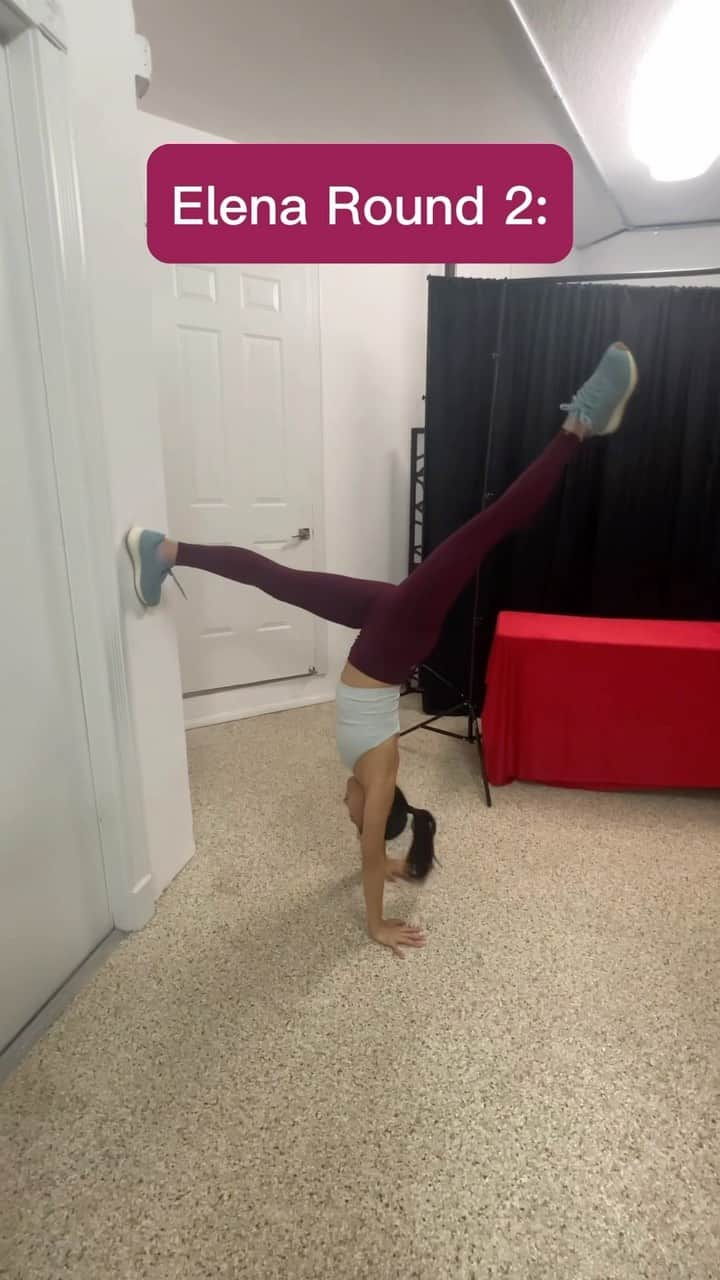 篠原枝令菜のインスタグラム：「Can you do it??? We figured out the trick is to bend the knee that’s on the wall!!   #gymnast #acrobatics #challenge #walkover」