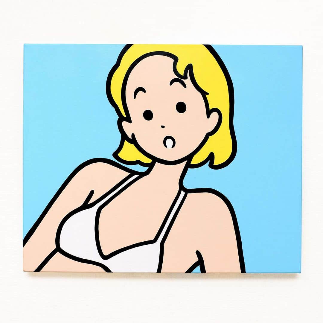 白根ゆたんぽのインスタグラム：「in blue # 3 Acrylic on canvas 450 x 550 mm  “SLIDE” - Shirane Yutanpo Solo Exhibition  日期 / Date：2023/09/08 - 09/24 時間 / Time：14:00 - 20:00 (週一公休 / Close on every Monday) 地點 / Add：The Little Hut - 台北市敦化南路一段161巷73號 / No.73, Lane 161, Sec. 1, Dun Hua S. Rd., Taipei  inquiry→ @thelittlehutco」