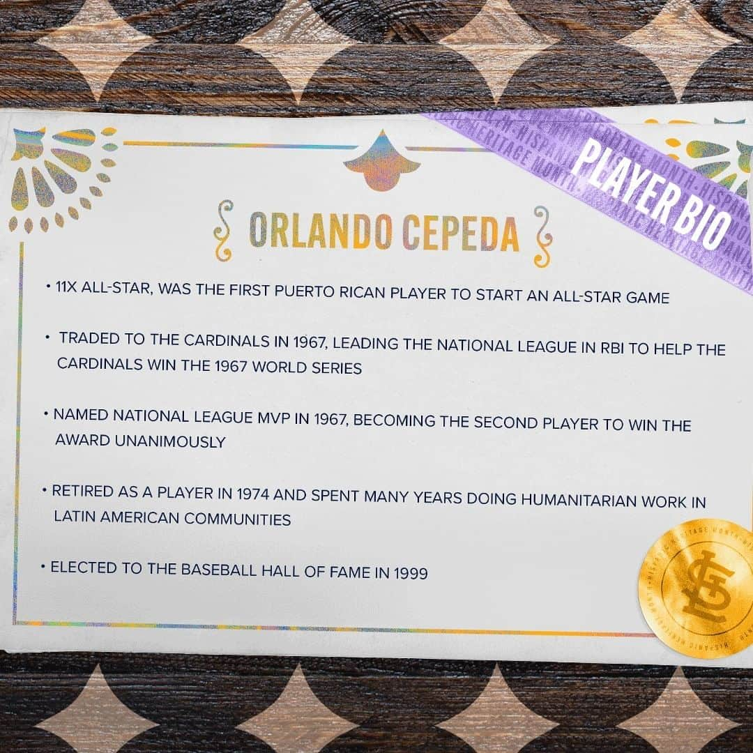 セントルイス・カージナルスさんのインスタグラム写真 - (セントルイス・カージナルスInstagram)「Orlando Cepeda’s influence on his teammates helped “El Birdos” capture the 1967 World Series title.   He batted .325 with 25 home runs and 111 RBI on his way to becoming just the second player in history to win National League MVP honors unanimously.  #STLCards x #HispanicHeritageMonth」9月23日 0時11分 - cardinals