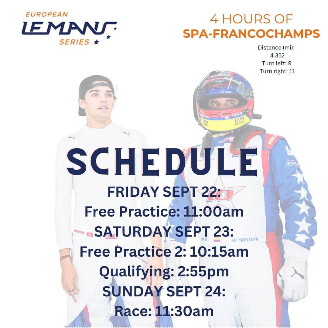 ファン・パブロ・モントーヤのインスタグラム：「This weekend JPM and Sebas along side Henrik will be racing with @dragonspeed_official at @circuit_spa_francorchamps in the @elms_official. @henhed10」