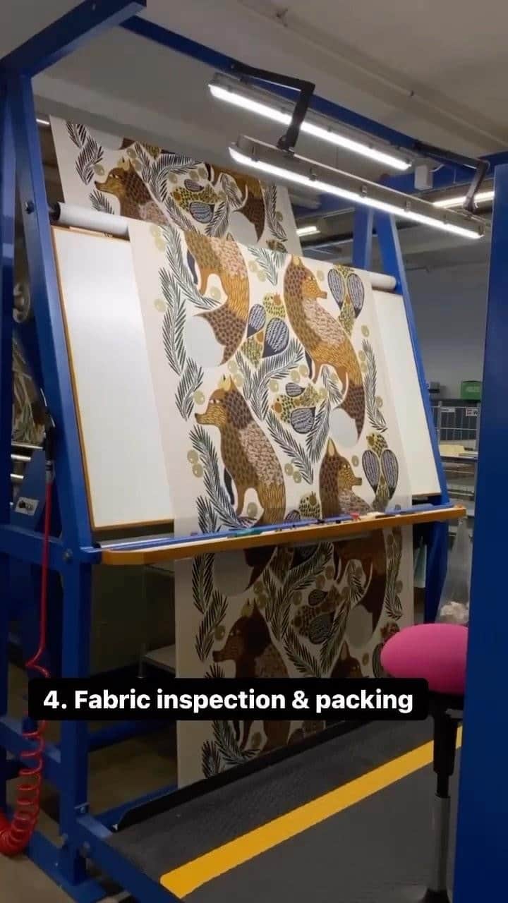 マリメッコのインスタグラム：「Many of you have asked to learn more about our printing factory processes. 🥰 And we couldn’t be more delighted to share the journey! Turn on your sound and enjoy our sweet Ketunmarja (foxberry) print come to life in this short step-by-step clip.   Got questions? Leave them below!   #marimekko #printingfactory」