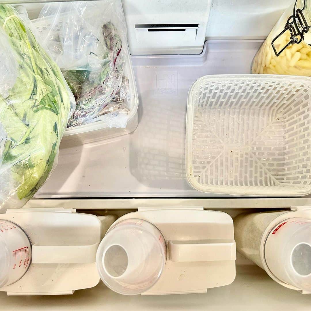 武井義明さんのインスタグラム写真 - (武井義明Instagram)「冷蔵庫の野菜室を整理してスッキリ。毎週金曜日に届く有機野菜は１週間でほぼ使い切る。手前のコンテナはお米です。」9月22日 17時01分 - bebechef