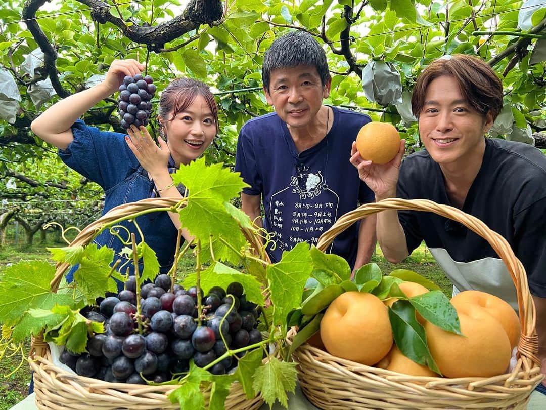 たけるさんのインスタグラム写真 - (たけるInstagram)「タダイマ！本日の中継は、田川郡川崎町にあるラピュタファームへ。・ ・ いい年した大人でもこんなに楽しいブランコがあるこの農園では、 #新高 が旬を迎え、明日23日(土)から収穫体験が開始するという事でいち早く楽しんで来ちゃいました🙌・ ・ 大きいものでは1kg超えもある梨の王様。甘さが凝縮され、しっかりした食べ応えが特徴です。・ ・ 大体10月中旬くらいまで収穫できるそうですよ〜🤩・ ・ 敷地内のレストランでは、果樹園で採れた梨をたっぷり使った梨カレーや地元野菜の美味しさがキラリと光るパスタ、ピザ。そしてA5ランクのお肉で大満足のBBQなども頂けます🤤・ ・ 人気のパン屋さんもあるので、お土産にもいいかも👍・ ・ どんどん過ごしやすくなっていくこれからの季節、是非ご家族で自然に囲まれながら思い出作りしてみませんか？・ ・ ・ #ラピュタファーム #杉本農園 #キャンプもできるよ #タダイマ !  #RKB #中継 #宮脇憲一 アナウンサー #本庄麻里子 アナウンサー #池尻和佳子 アナウンサー #染矢すみれ アナウンサー #高田課長  #谷口真由美 さん #大阪芸術大学客員准教授 #龍山康朗 さん #気象予報士 #TAKERU #たける  #ボイジャー #ウルトラマン #エントリーサービスプロモーション」9月22日 17時44分 - take_yan78
