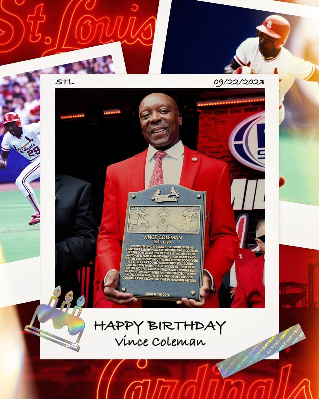 セントルイス・カージナルスさんのインスタグラム写真 - (セントルイス・カージナルスInstagram)「Happy Birthday to #CardsHOF outfielder Vince Coleman! 🎂」9月22日 21時00分 - cardinals