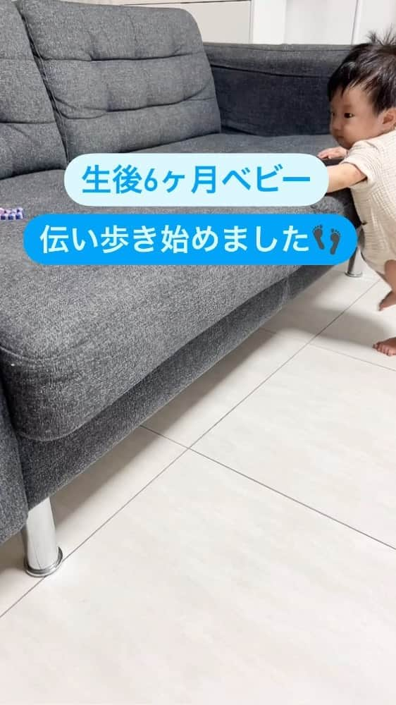 菊田真衣子のインスタグラム：「6ヶ月に入ってから お座り→つかまり立ち→伝い歩きと この1ヶ月ですごく成長した息子👶🏻🩵  なんと6m22dでつたい歩きしました！！ 今はスムーズに歩くようになった✨ 2人目の成長が早いっていうけど本当早い！！ こんな姿も忘れないように残しとく。  よいちょ。よいちょ。🦵と 一生懸命な"あんよ"が可愛すぎてきゅんきゅん。  #2月生まれベビー#2月生まれ#6ヶ月baby #赤ちゃん#6ヶ月ベビー#6ヶ月#生後6ヶ月 #男の子ママ#成長記録#ベビスタグラム#年子 #伝い歩き#つたい歩き#つかまり立ち #ベビー#赤ちゃんのいる生活#年子育児 #赤ちゃんのいる暮らし#仲良し姉弟」