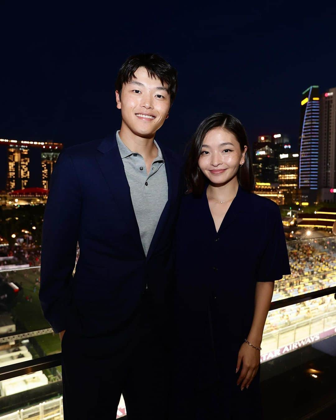 マイア・シブタニのインスタグラム：「What a week in Singapore! We’re so grateful to have spent time with so many incredible people. On our last night, we capped our trip with the TIME100 Impact Awards and F1 Singapore GP.   Thank you, @goldhouseco, @milkeninstitute, and @time! #GoldBridge #MIGlobal #TIME100 #F1NightRace  Wearing: Maia: @yohjiyamamoto Alex: @ralphlauren」