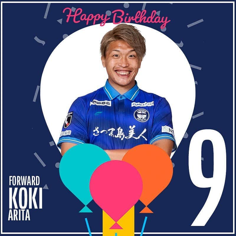 鹿児島ユナイテッドFCのインスタグラム：「＼ HAPPY BIRTHDAY！／  本日9月23日は、  #有田光希 選手のお誕生日です🎂 32歳のお誕生日ございます🎉  有田選手のプロフィールは⬇️🔍 https://kufc.co.jp/players/top/koki/    #鹿児島ユナイテッドFC  #Jリーグ #新潟県出身」