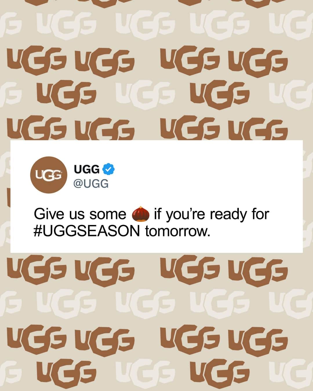 アグのインスタグラム：「On a scale of 🌰 to 🌰🌰🌰🌰🌰, how ready are you for #UggSeason to officially begin tomorrow?  #UggSeason #UGG  Artwork by @monicaahanonu」