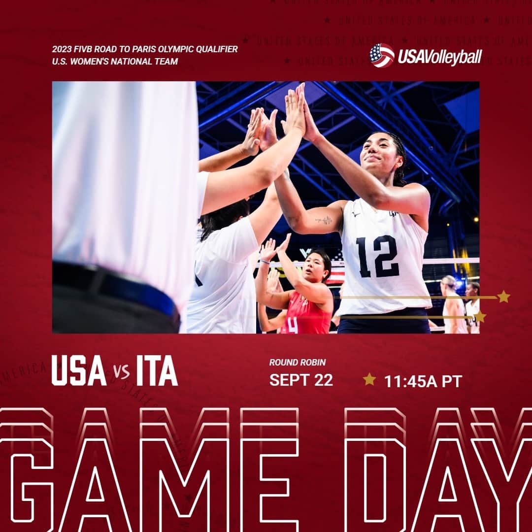 USA Volleyballさんのインスタグラム写真 - (USA VolleyballInstagram)「The U.S. Women National Team's 🇺🇸 💪 most important 3 matches of the season begin today with Italy 🇮🇹 at 11:45 a.m. PT at the FIVB Road to Paris Olympic Qualifier in Poland!   Cheer on the 🔴 ⚪ 🔵  on VolleyballWorld.tv!」9月23日 1時56分 - usavolleyball