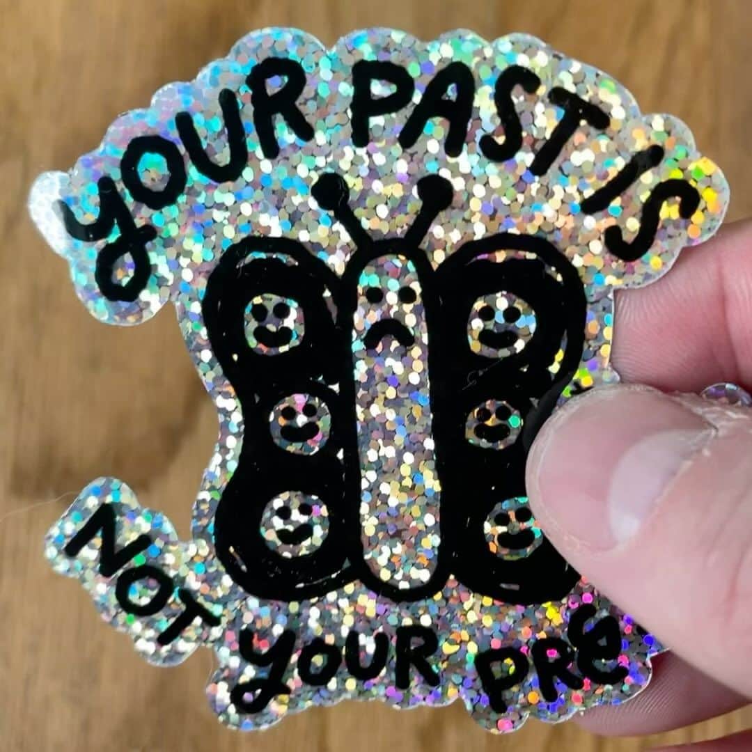 のインスタグラム：「A new sticker for a new you! Select between 3 options at checkout, round, die cut or surprise me!  Unintentional background music by @nationoflanguage」