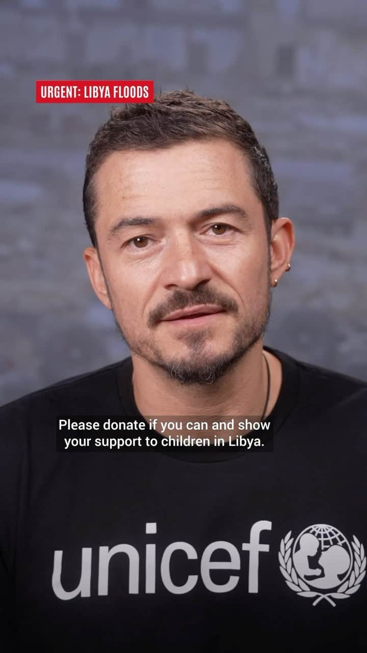 オーランド・ブルームのインスタグラム：「We have all seen the catastrophic impact #StormDaniel has had in Libya.  Deadly floods have displaced thousands, many have lost their loved ones and critical infrastructure - including homes, hospitals, and schools - has been damaged.  @unicef is there and mobilizing to provide vulnerable families with life-saving supplies. But the needs are immense.  You can help Libya’s children as they begin to recover from this disaster.  Tap on the link in bio to donate now.」