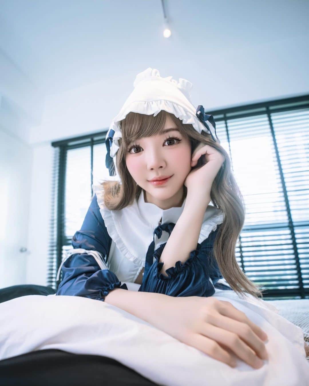 YingTzeのインスタグラム：「Good Morning Master ! 🌞✨ Pancake or Waffles for breakfast today ?  Miss Morning Maid is Set D for this month’s photo set ! 50 ++ photos in total 💙  All photo sets will be sent on 26th Sept 2023 ! ✨  📸 @prestonles.ig」
