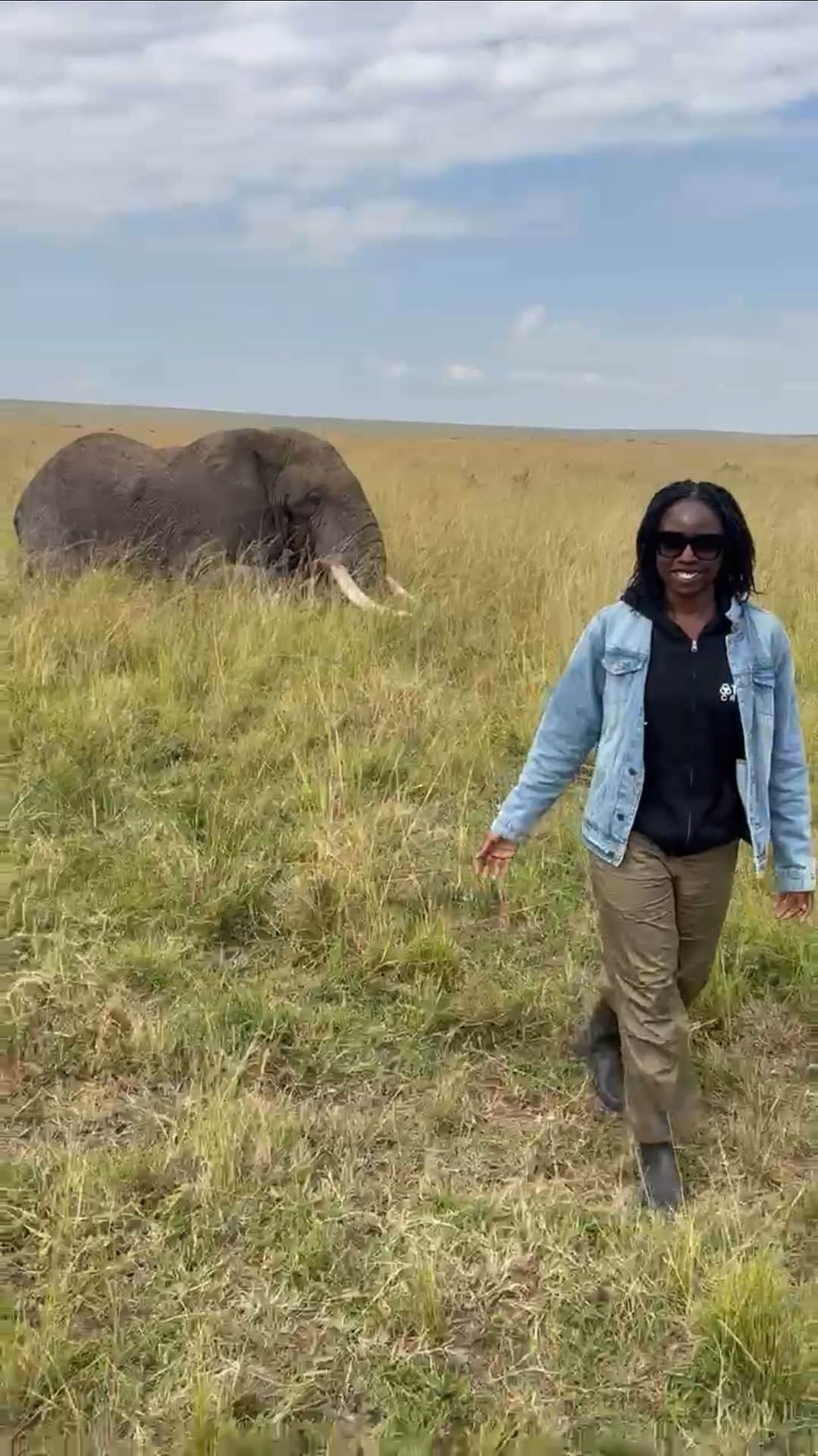 ダナイ・グリラのインスタグラム：「Today is #ElephantAppreciationDay, and to celebrate these incredible mammals, I wanted to share a recent experience of being up close and personal with an elephant in the wild.🐘  One day during my trip to #Kenya this summer, we were headed to visit the @maraelephantproject, and as we flew over the Savannah they noticed an elephant on the ground that had a lot of wounds on his rear end and had visible punctures and cuts. In a spontaneous turn of events we grabbed the veterinarian and headed back into the wild to find this wounded elephant and get him the treatment he needed.  I was so thankful to be in the right place at the right time and tag along for this extraordinary experience. I watched as they tranquilized the bull –which we ended up naming ALI because he was such a fighter– was able to touch him and smell his elephant breath 😂 And learned about all of the incredible work done to conserve and manage Kenya’s  tremendous wildlife.  These animals are breathtakingly beautiful, and certainly have minds of their own! And they deserve to be protected and celebrated today and every day!」