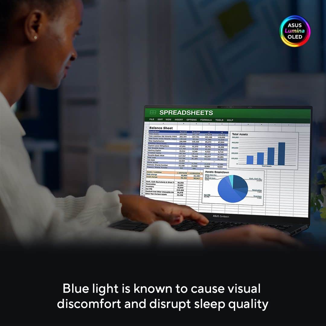 ASUSさんのインスタグラム写真 - (ASUSInstagram)「Protect your eyes from harmful blue light with ASUS Lumina OLED laptops! Certified by TÜV Rheinland and SGS, these laptops emit up to 70% less harmful blue light — a known cause of visual discomfort and disrupted sleep. #ASUSLuminaOLED」9月23日 19時00分 - asus