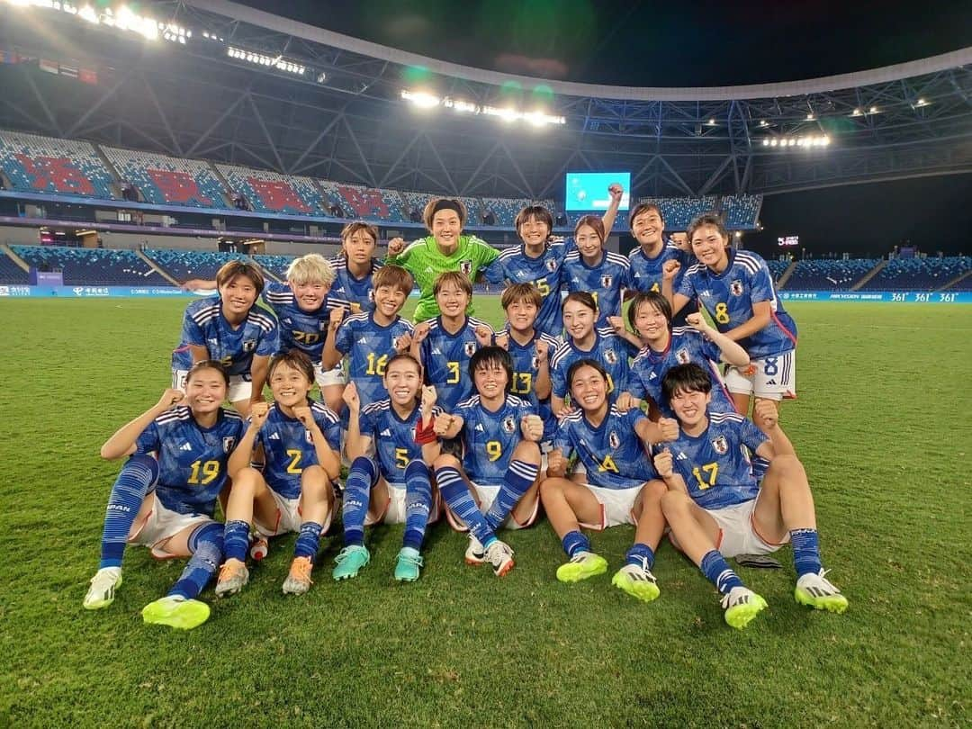 塩越柚歩のインスタグラム：「. 初戦勝利⚽️🇯🇵✨ 応援ありがとうございました！  もう明後日はネパール戦なのでみんなでまたいい準備します！  ©️JFA」