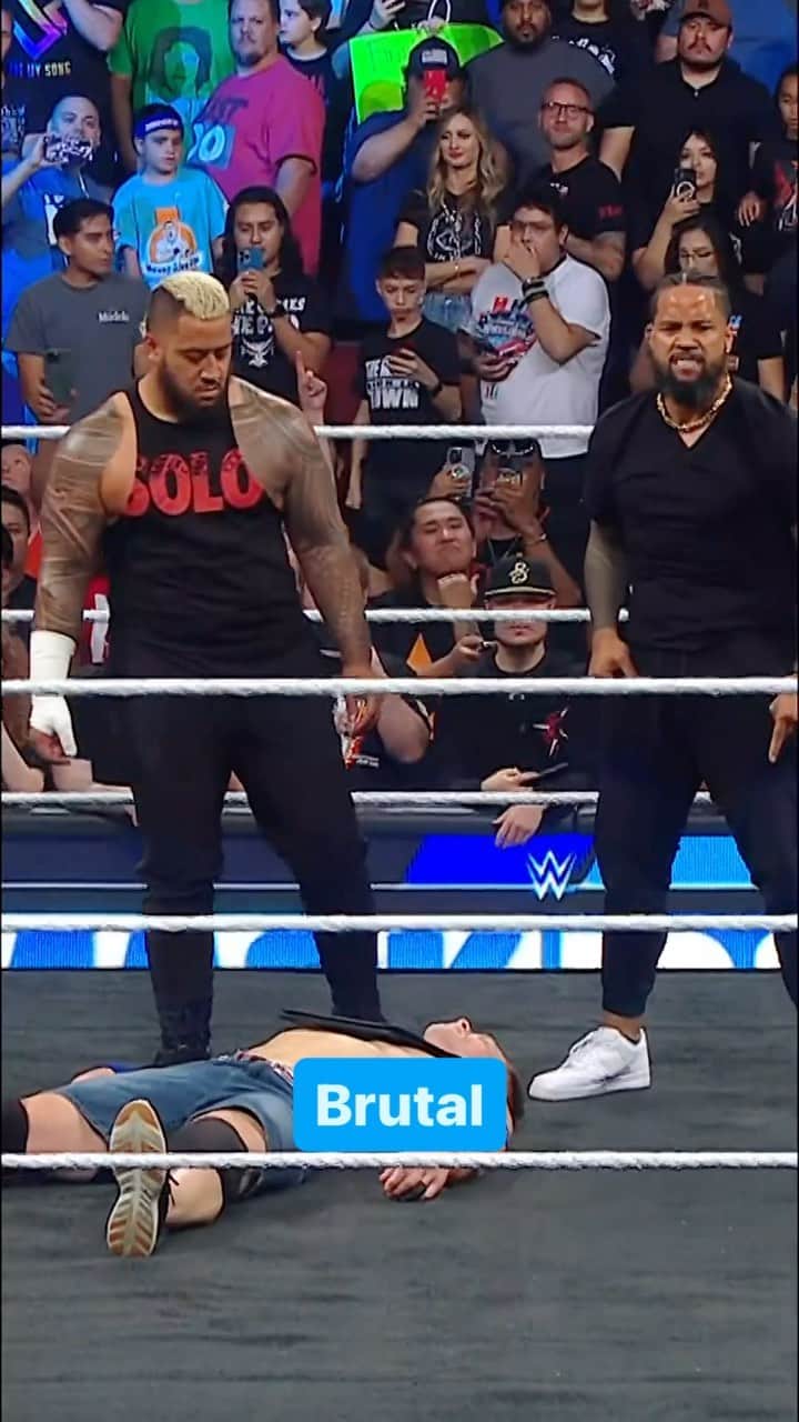 WWEのインスタグラム：「#TheBloodline takes another one down. This time... @johncena. 😮‍💨👎 #SmackDown」