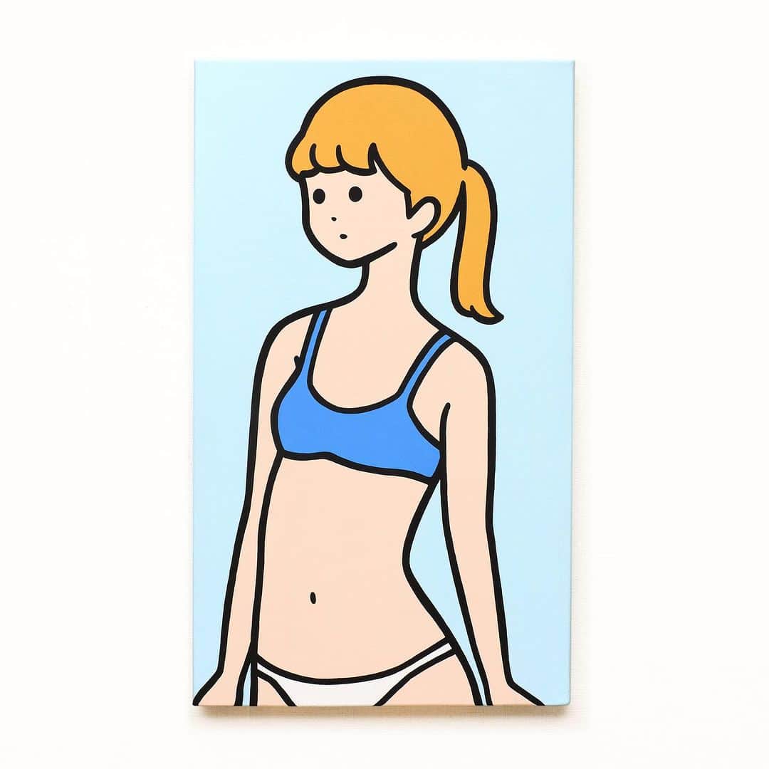 白根ゆたんぽのインスタグラム：「color bar girl  # 2 Acrylic on canvas 350 x 600  mm  “SLIDE” - Shirane Yutanpo Solo Exhibition  日期 / Date：2023/09/08 - 09/24 時間 / Time：14:00 - 20:00 (週一公休 / Close on every Monday) 地點 / Add：The Little Hut - 台北市敦化南路一段161巷73號 / No.73, Lane 161, Sec. 1, Dun Hua S. Rd., Taipei  inquiry→ @thelittlehutco」