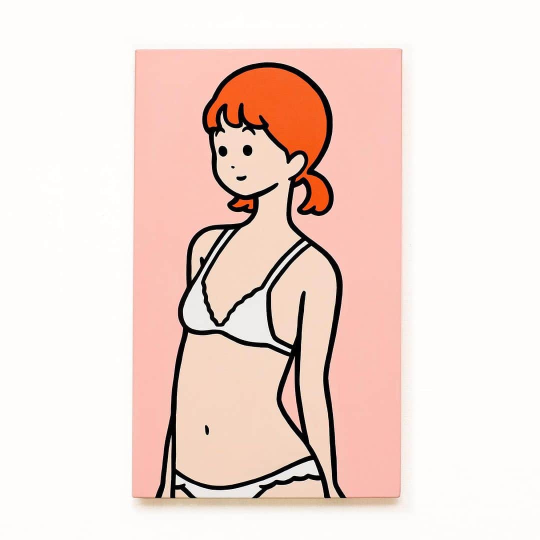 白根ゆたんぽのインスタグラム：「color bar girl  # 3 Acrylic on canvas 350 x 600  mm  “SLIDE” - Shirane Yutanpo Solo Exhibition  日期 / Date：2023/09/08 - 09/24 時間 / Time：14:00 - 20:00 (週一公休 / Close on every Monday) 地點 / Add：The Little Hut - 台北市敦化南路一段161巷73號 / No.73, Lane 161, Sec. 1, Dun Hua S. Rd., Taipei  inquiry→ @thelittlehutco」