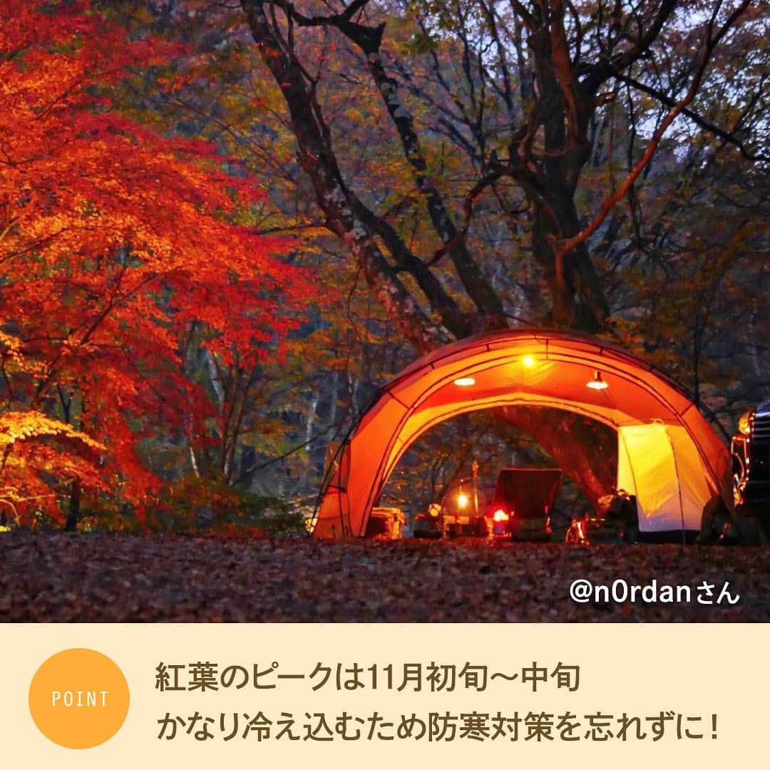 hinata_outdoorさんのインスタグラム写真 - (hinata_outdoorInstagram)「＼次のキャンプはここに決まり✨／  秋の行楽シーズン🍁 みなさんはどこに行く予定ですか？😆  せっかくなら紅葉の美しいグラデーションを 楽しみながらのキャンプはどうでしょう☺️  今回は、一度は訪れたい 紅葉の綺麗なキャンプ場をご紹介します✨  ぜひ参考にしてみてください❗️  Photo by @n0rdan  @y_kobayashi_photography  @obutter33  @camp.nezumi  @usacam1010   素敵な写真をお借りしました✨ 他投稿も参考になるので是非のぞいてみてください😆  **************  #hinataoutdoor を付けて アウトドアシーンをアップしてください🏕  素敵な投稿はリポストさせていただきます!  〜hinataの別アカウント〜 ・こだわりのキャンプギア🔦  　@hinatastore_official ・キャンプ場紹介・予約⛺ 　@hinata_spot ・そとごはんのアイディア🍳 　@hinatakitchen **************  #紅葉キャンプ #紅葉スポット #紅葉シーズン #秋キャンプ #キャンプサイト #キャンプ場 #キャンプ場探し #キャンプ場紹介 #キャンプ場情報 #山梨キャンプ #埼玉キャンプ場 #栃木キャンプ場 #アウトドア用品 #キャンプグッズ #露營用品 #ソロキャンプ用品 #アウトドアグッズ #露營必備 #キャンプ準備 #ソロキャンプ用品 #山道具 #キャンプアイテム #キャンプ収納 #ソロキャンプギア #ギア #キャンプギア自作 #キャンプギア紹介 #キャンプギアdiy #キャンプギア収納」9月23日 17時29分 - hinata_outdoor