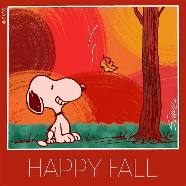 スヌーピーのインスタグラム：「Happy first day of fall!」