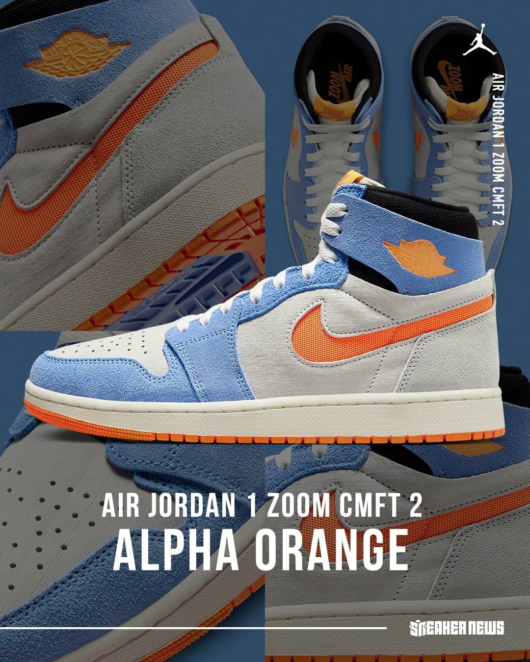 Sneaker Newsさんのインスタグラム写真 - (Sneaker NewsInstagram)「Official images of the Air Jordan 1 Zoom CMFT 2 "Alpha Orange" are here! These are dropping this Holiday 2023 season. LINK IN BIO for full details...」9月24日 4時30分 - sneakernews