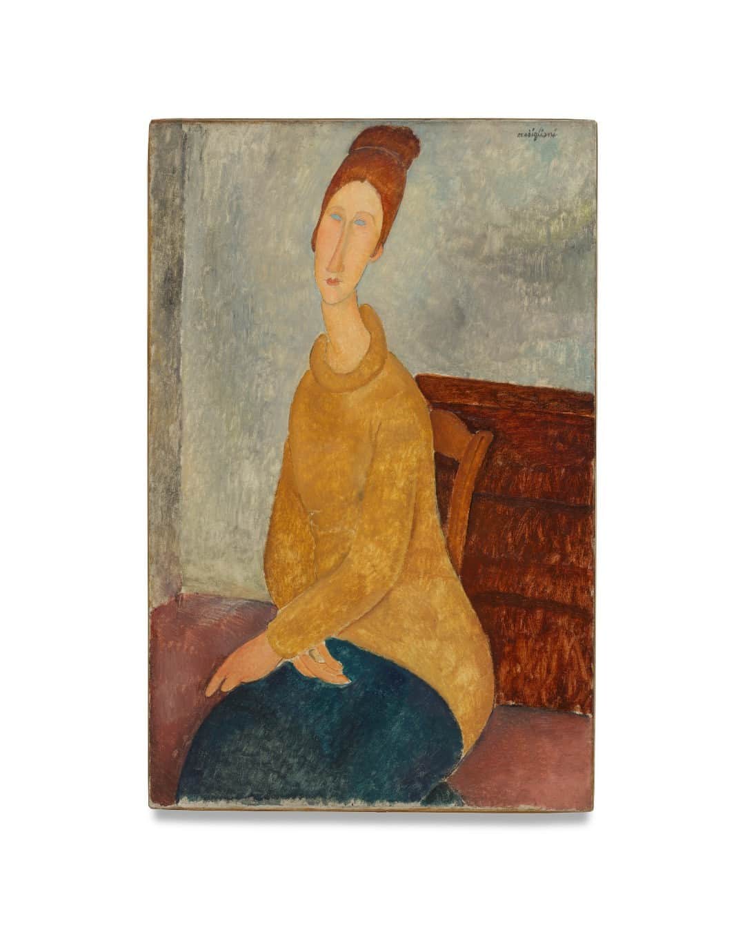 のインスタグラム：「Finally sweater weather. Happy first day of fall. . Amedeo Modigliani, "Jeanne Hébuterne with Yellow Sweater," 1918-19. #AmedeoModigliani #Autumn #FallEquinox」