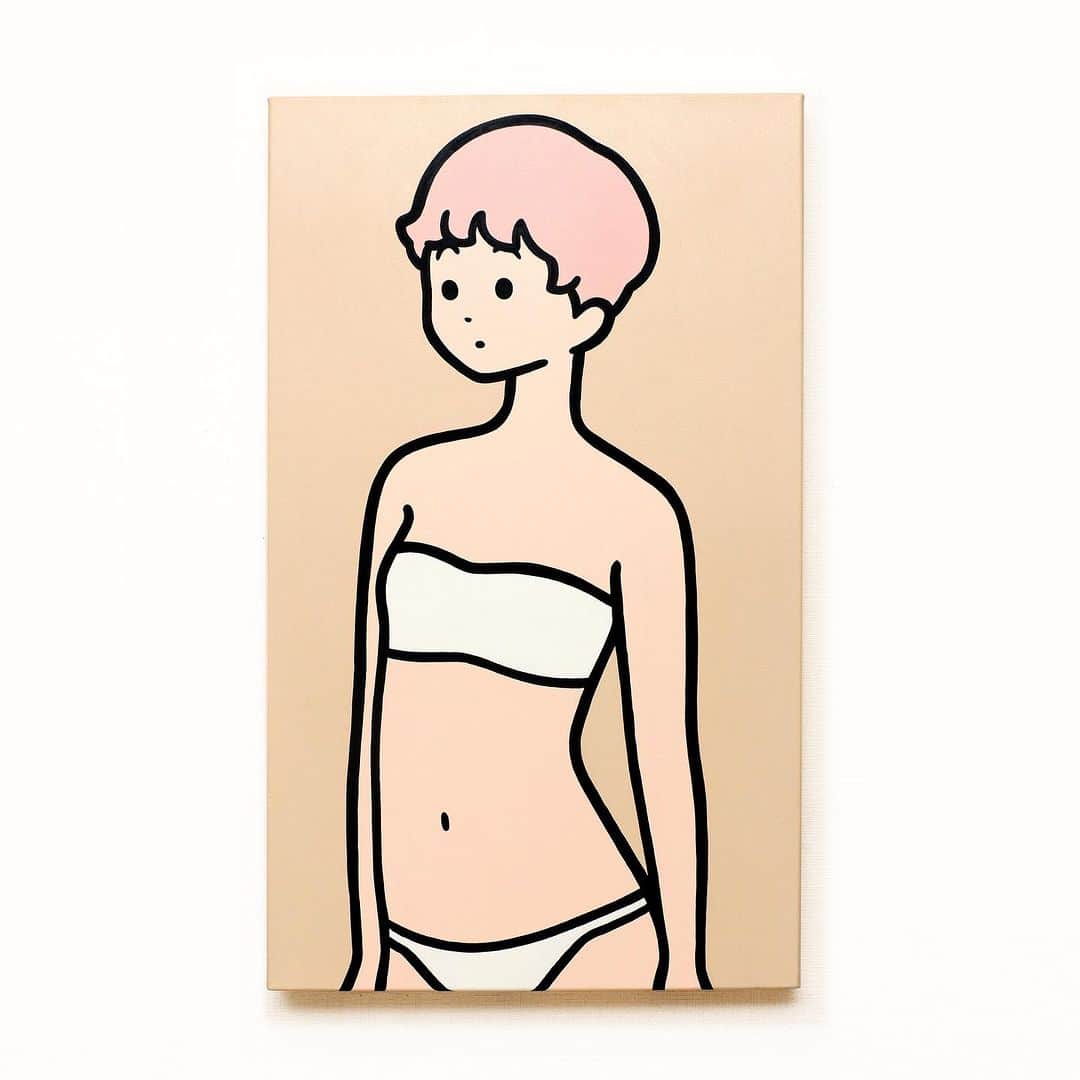 白根ゆたんぽのインスタグラム：「color bar girl  # 4 Acrylic on canvas 350 x 600  mm  “SLIDE” - Shirane Yutanpo Solo Exhibition  日期 / Date：2023/09/08 - 09/24 時間 / Time：14:00 - 20:00 (週一公休 / Close on every Monday) 地點 / Add：The Little Hut - 台北市敦化南路一段161巷73號 / No.73, Lane 161, Sec. 1, Dun Hua S. Rd., Taipei  inquiry→ @thelittlehutco」