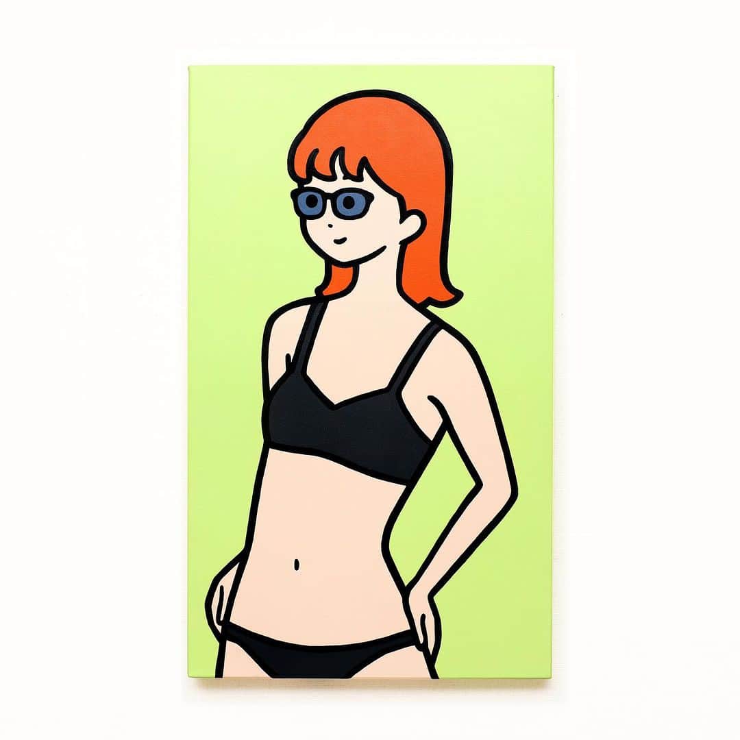 白根ゆたんぽのインスタグラム：「color bar girl  # 6 Acrylic on canvas 350 x 600  mm  “SLIDE” - Shirane Yutanpo Solo Exhibition  日期 / Date：2023/09/08 - 09/24 時間 / Time：14:00 - 20:00 (週一公休 / Close on every Monday) 地點 / Add：The Little Hut - 台北市敦化南路一段161巷73號 / No.73, Lane 161, Sec. 1, Dun Hua S. Rd., Taipei  inquiry→ @thelittlehutco」